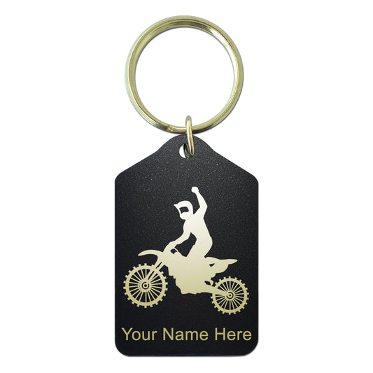 Black Metal Keychain, Motocross, Personalized Engraving Included