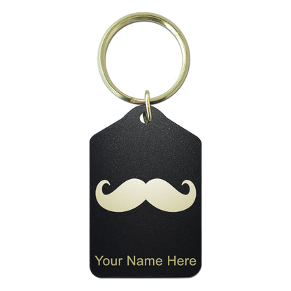 Black Metal Keychain, Mustache, Personalized Engraving Included