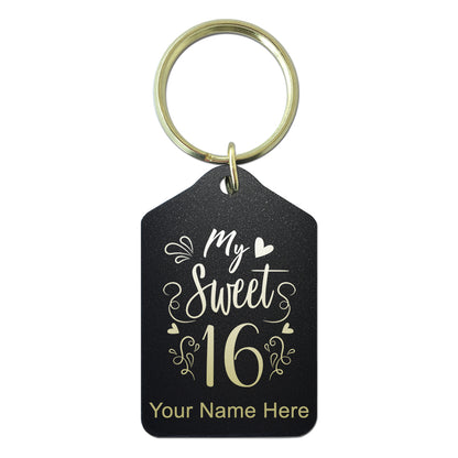 Black Metal Keychain, My Sweet 16, Personalized Engraving Included