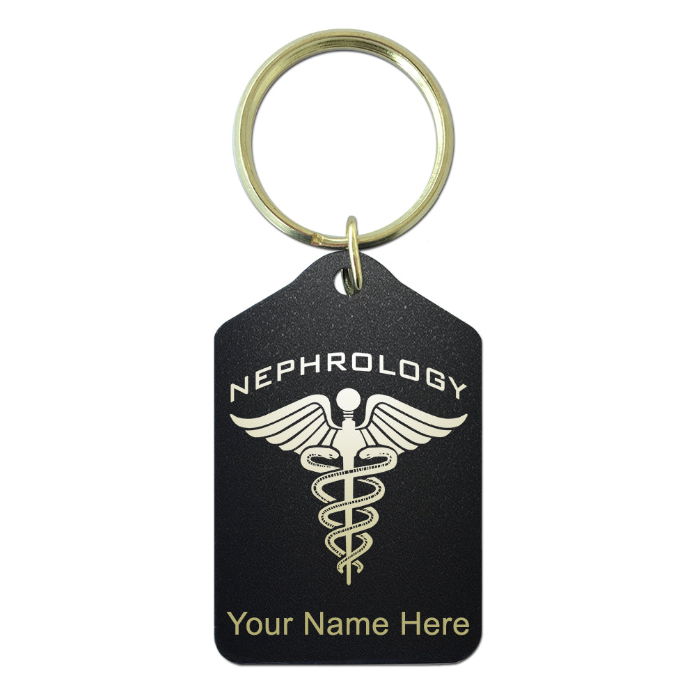 Black Metal Keychain, Nephrology, Personalized Engraving Included