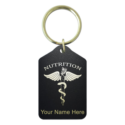 Black Metal Keychain, Nutritionist, Personalized Engraving Included