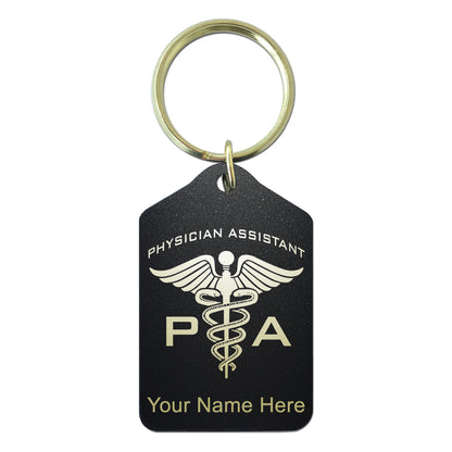 Black Metal Keychain, PA Physician Assistant, Personalized Engraving Included