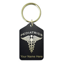 Load image into Gallery viewer, Black Metal Keychain, Pediatrics, Personalized Engraving Included
