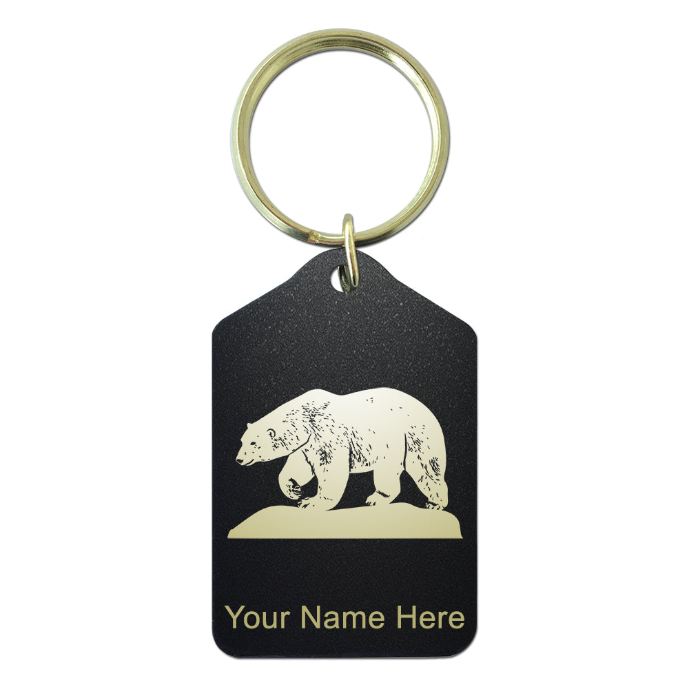 Black Metal Keychain, Polar Bear, Personalized Engraving Included