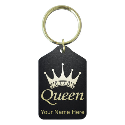 Black Metal Keychain, Queen Crown, Personalized Engraving Included