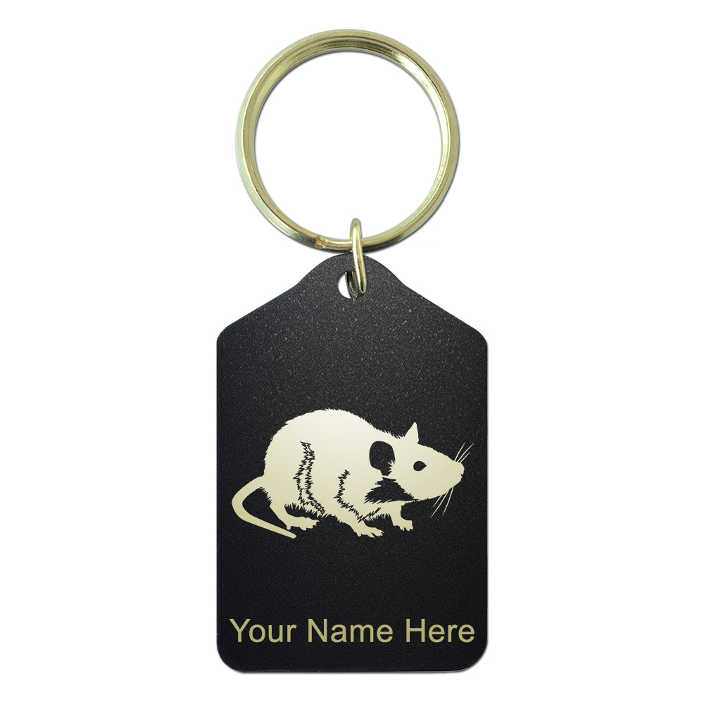 Black Metal Keychain, Rat, Personalized Engraving Included