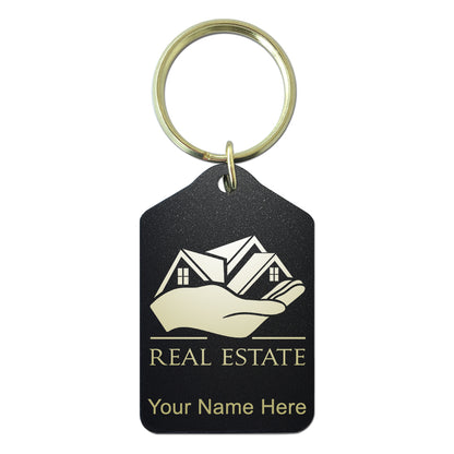 Black Metal Keychain, Real Estate, Personalized Engraving Included