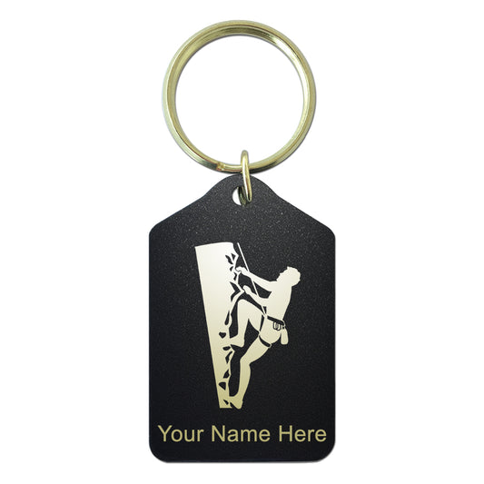 Black Metal Keychain, Rock Climber, Personalized Engraving Included