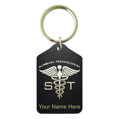 Black Metal Keychain, ST Surgical Technologist, Personalized Engraving Included