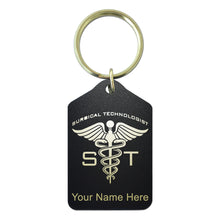 Load image into Gallery viewer, Black Metal Keychain, ST Surgical Technologist, Personalized Engraving Included
