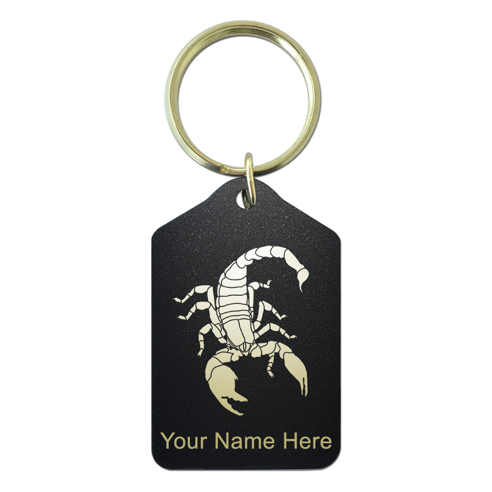 Black Metal Keychain, Scorpion, Personalized Engraving Included