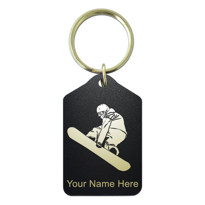 Black Metal Keychain, Snowboarder Man, Personalized Engraving Included