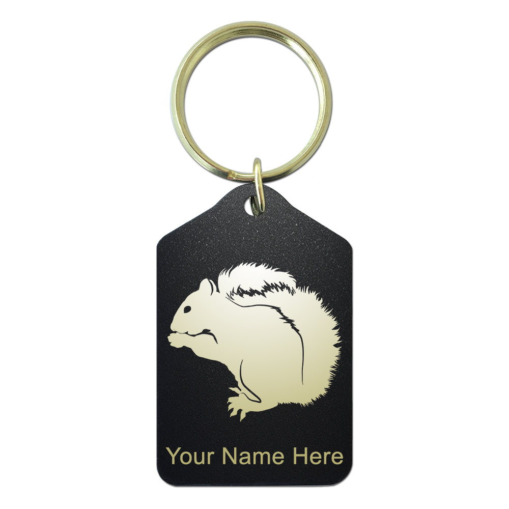 Black Metal Keychain, Squirrel, Personalized Engraving Included