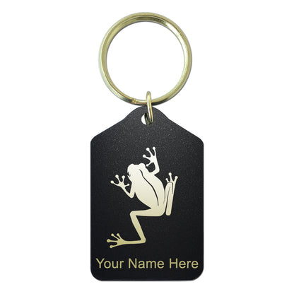 Black Metal Keychain, Tree Frog, Personalized Engraving Included