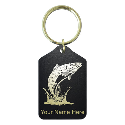 Black Metal Keychain, Trout Fish, Personalized Engraving Included