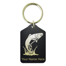 Load image into Gallery viewer, Black Metal Keychain, Trout Fish, Personalized Engraving Included
