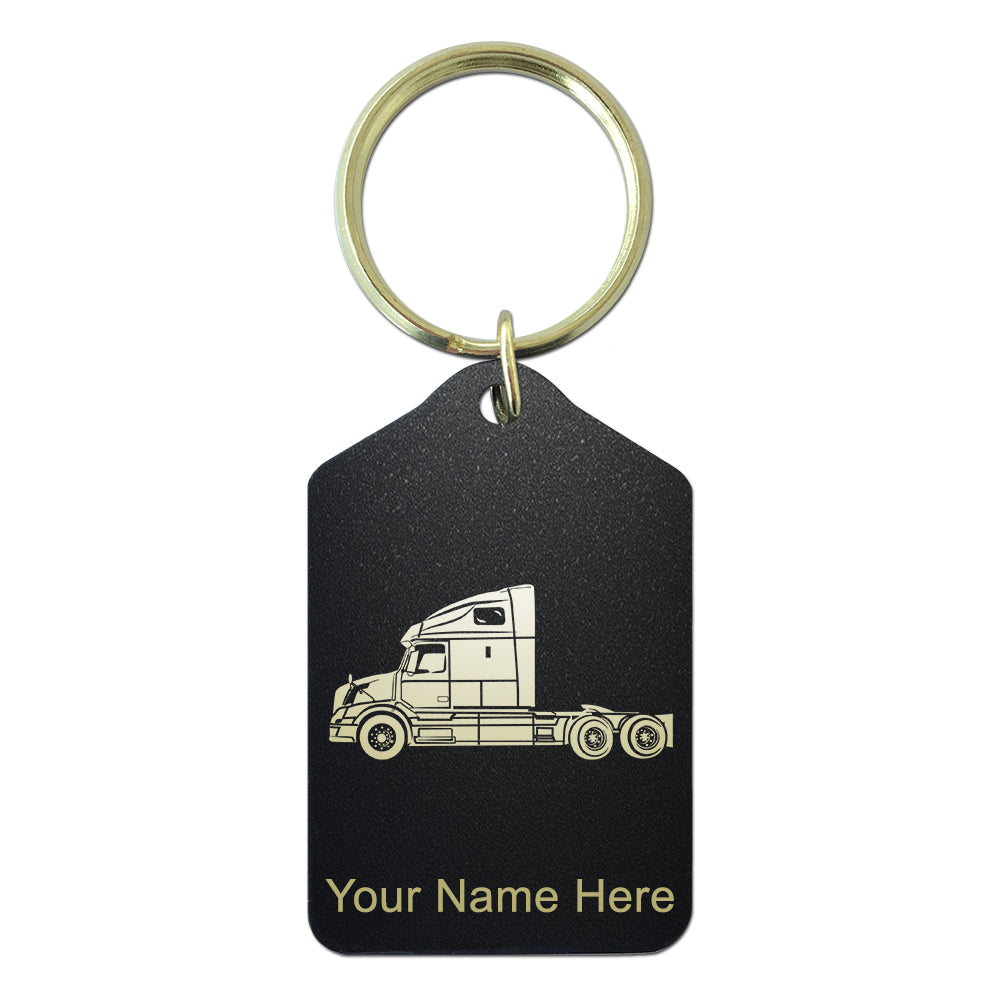 Black Metal Keychain, Truck Cab, Personalized Engraving Included