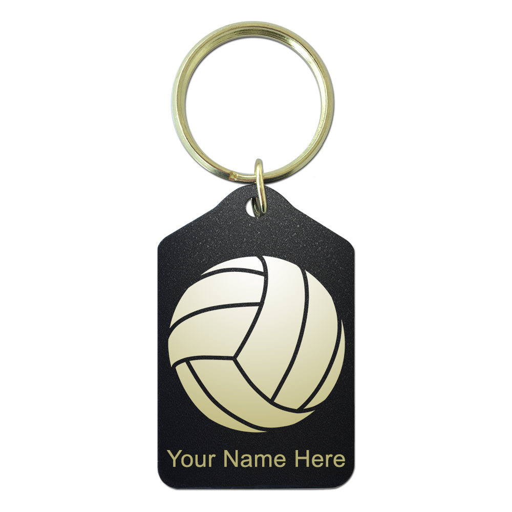 Black Metal Keychain, Volleyball Ball, Personalized Engraving Included