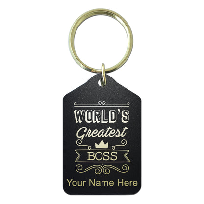 Black Metal Keychain, World's Greatest Boss, Personalized Engraving Included