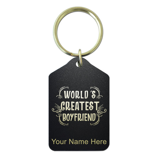 Black Metal Keychain, World's Greatest Boyfriend, Personalized Engraving Included