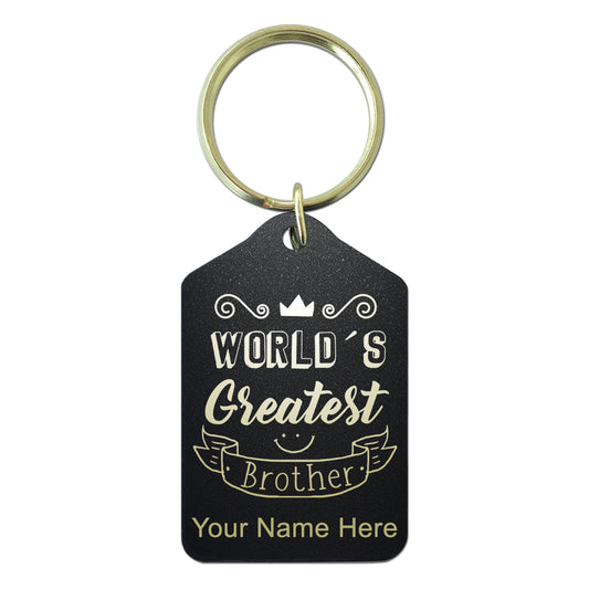 Black Metal Keychain, World's Greatest Brother, Personalized Engraving Included