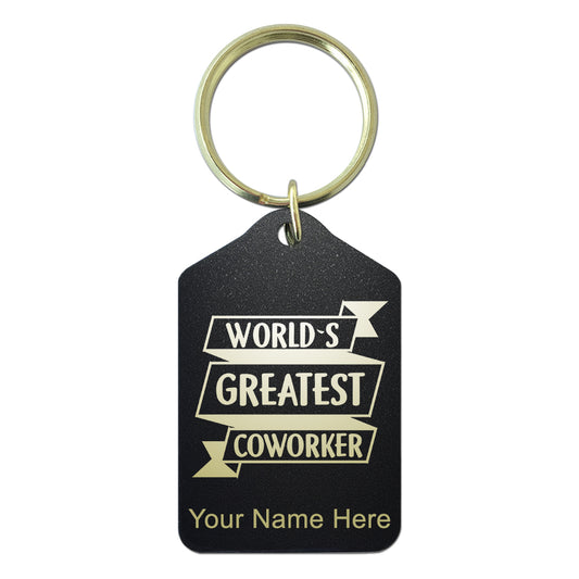 Black Metal Keychain, World's Greatest Coworker, Personalized Engraving Included