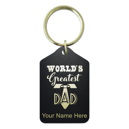 Black Metal Keychain, World's Greatest Dad, Personalized Engraving Included