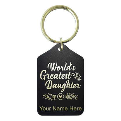 Black Metal Keychain, World's Greatest Daughter, Personalized Engraving Included
