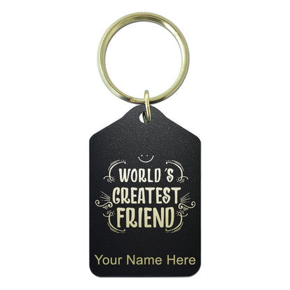 Black Metal Keychain, World's Greatest Friend, Personalized Engraving Included