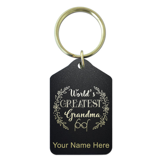 Black Metal Keychain, World's Greatest Grandma, Personalized Engraving Included
