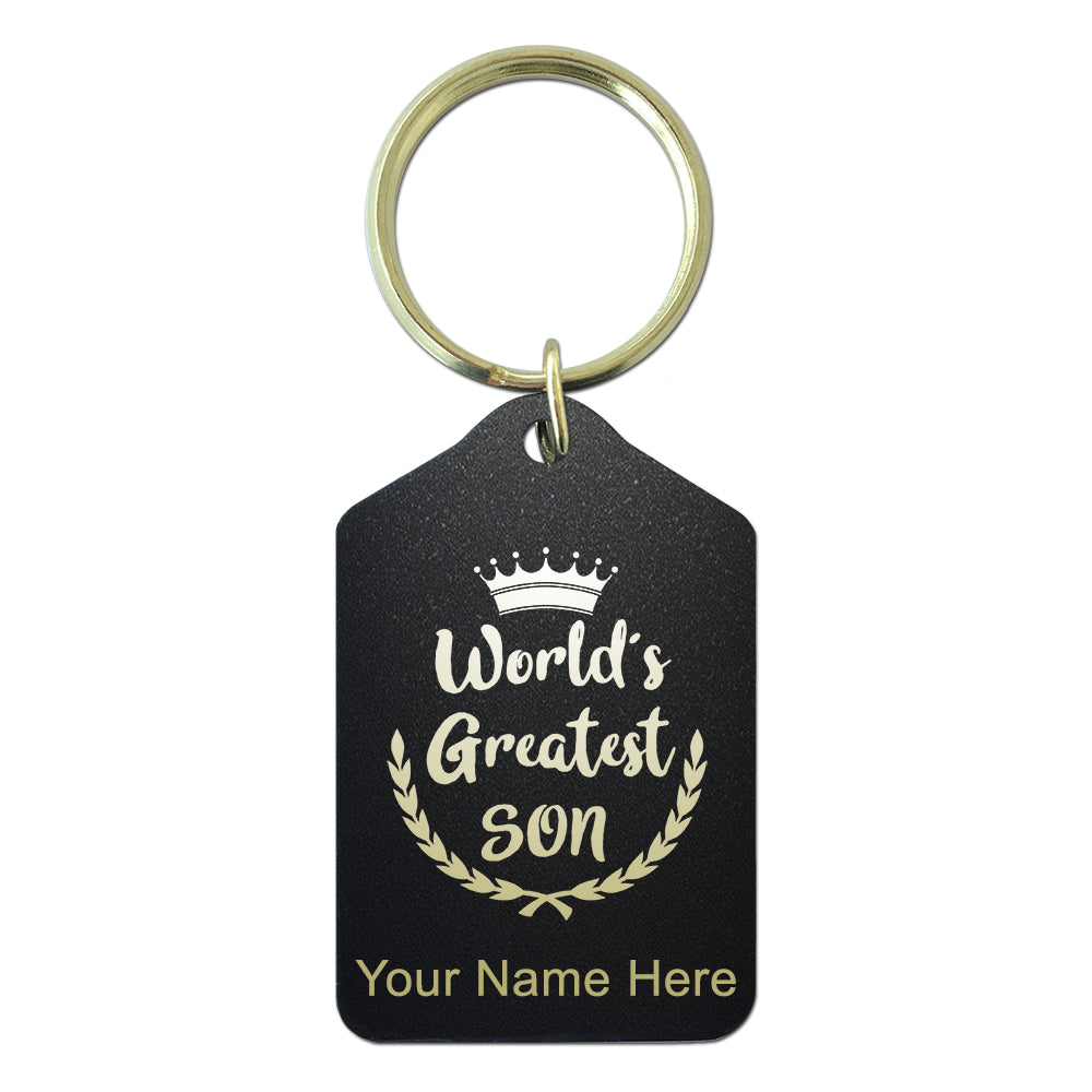 Black Metal Keychain, World's Greatest Son, Personalized Engraving Included
