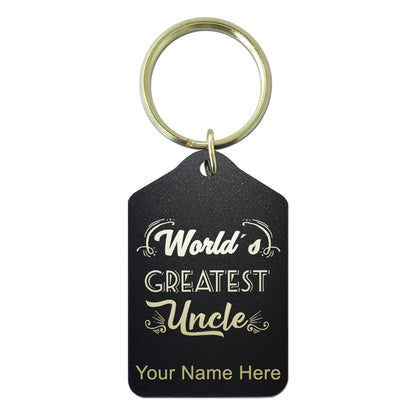 Black Metal Keychain, World's Greatest Uncle, Personalized Engraving Included