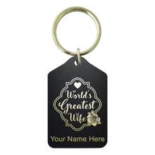 Load image into Gallery viewer, Black Metal Keychain, World&#39;s Greatest Wife, Personalized Engraving Included
