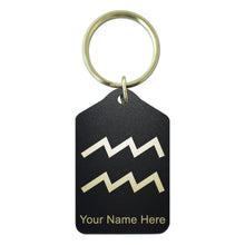 Load image into Gallery viewer, Black Metal Keychain, Zodiac Sign Aquarius, Personalized Engraving Included
