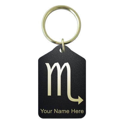 Black Metal Keychain, Zodiac Sign Scorpio, Personalized Engraving Included