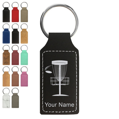 Faux Leather Rectangle Keychain, Disc Golf, Personalized Engraving Included