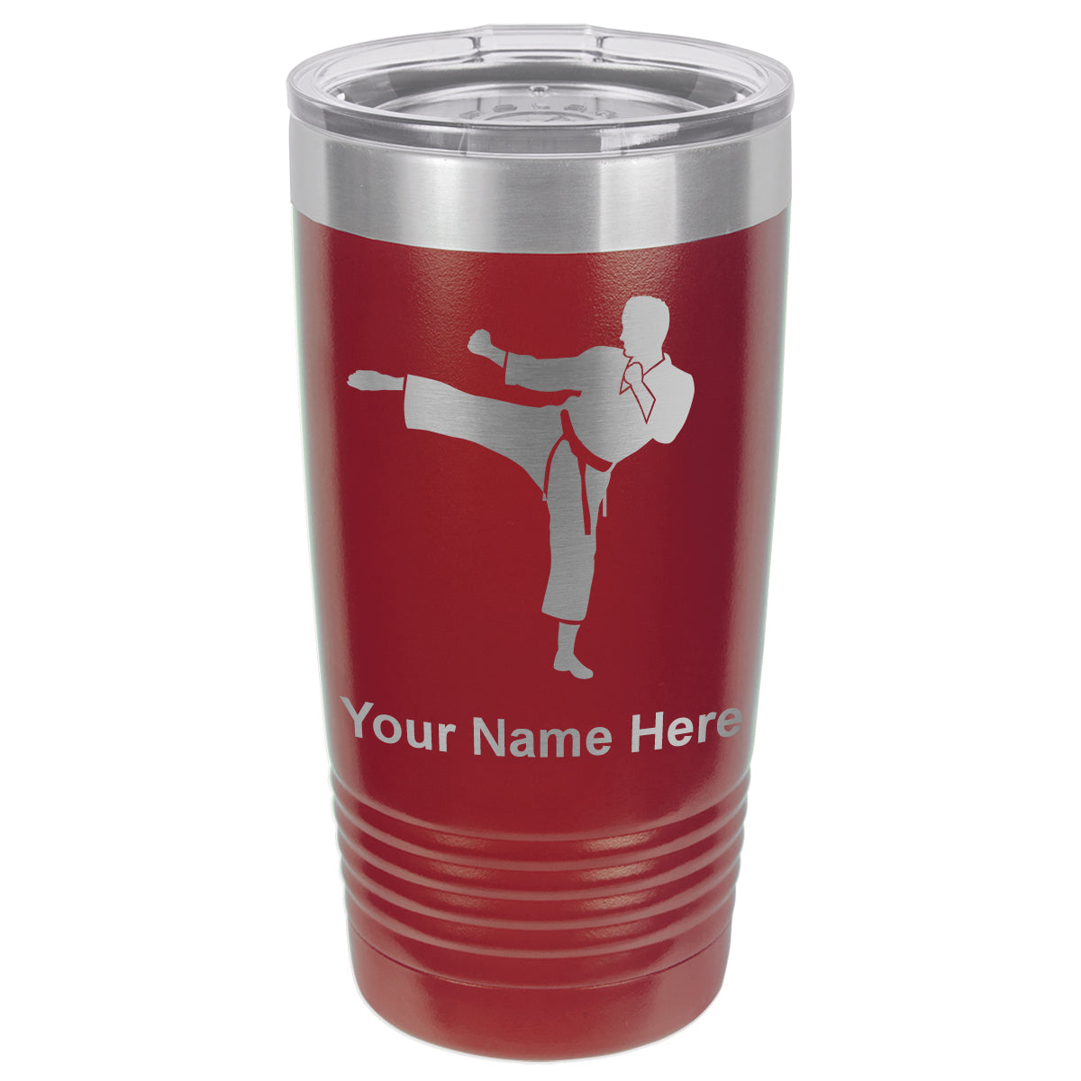 20oz Vacuum Insulated Tumbler Mug, Karate Man, Personalized Engraving Included