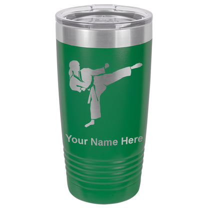 20oz Vacuum Insulated Tumbler Mug, Karate Woman, Personalized Engraving Included