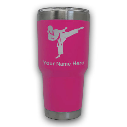 LaserGram 30oz Tumbler Mug, Karate Woman, Personalized Engraving Included