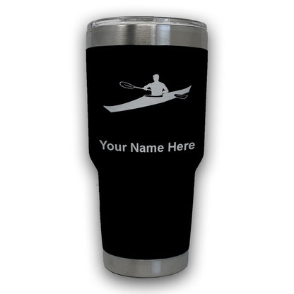 LaserGram 30oz Tumbler Mug, Kayak Man, Personalized Engraving Included