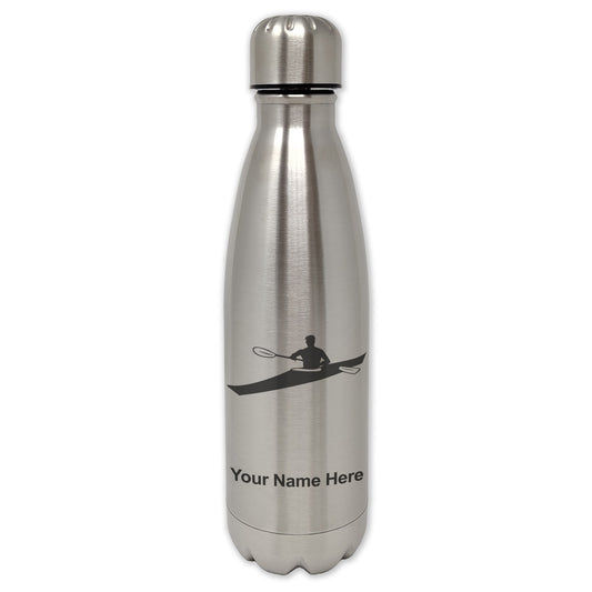 LaserGram Single Wall Water Bottle, Kayak Man, Personalized Engraving Included
