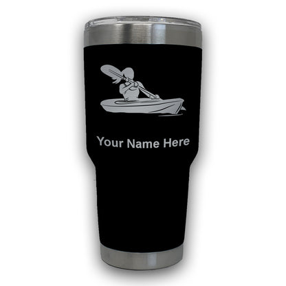 LaserGram 30oz Tumbler Mug, Kayak Woman, Personalized Engraving Included