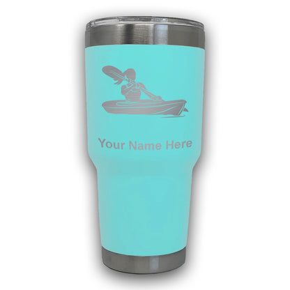 LaserGram 30oz Tumbler Mug, Kayak Woman, Personalized Engraving Included