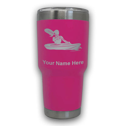 LaserGram 30oz Tumbler Mug, Kayak Woman, Personalized Engraving Included