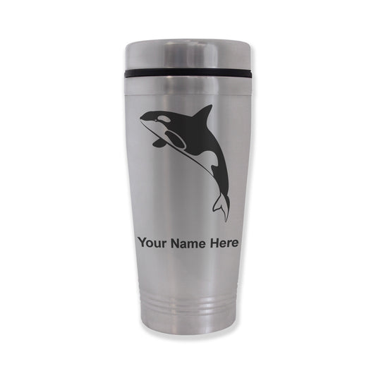Commuter Travel Mug, Killer Whale, Personalized Engraving Included