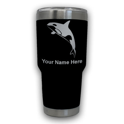 LaserGram 30oz Tumbler Mug, Killer Whale, Personalized Engraving Included