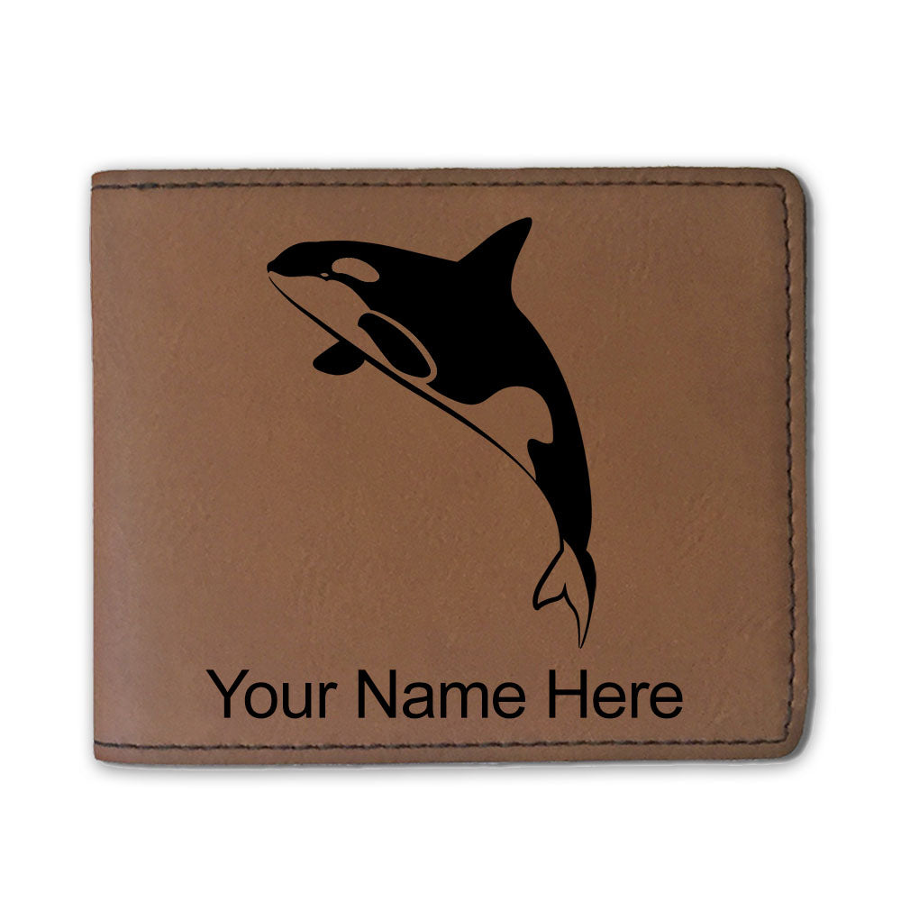 Faux Leather Bi-Fold Wallet, Killer Whale, Personalized Engraving Included