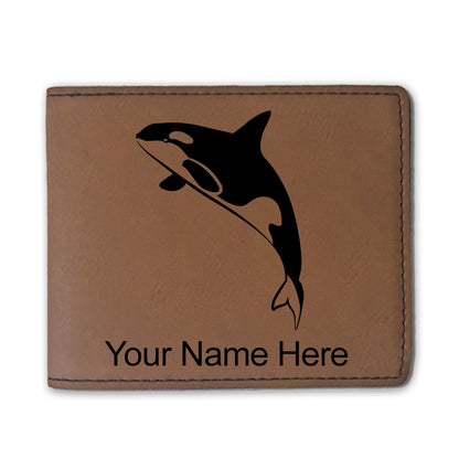 Faux Leather Bi-Fold Wallet, Killer Whale, Personalized Engraving Included