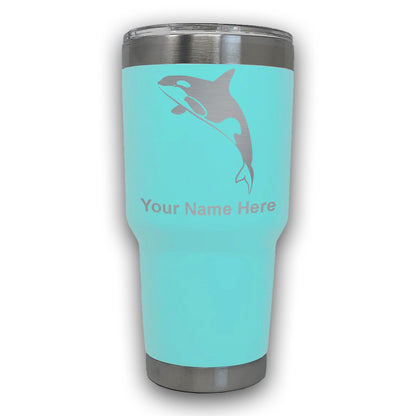 LaserGram 30oz Tumbler Mug, Killer Whale, Personalized Engraving Included