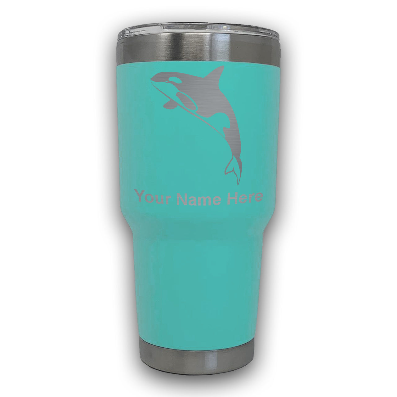 LaserGram 30oz Tumbler Mug, Killer Whale, Personalized Engraving Included